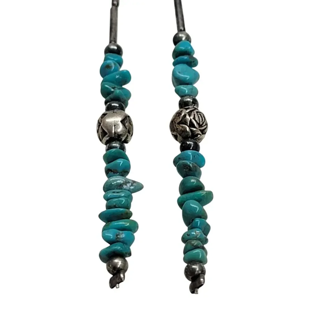 Vintage Southwestern Turquoise Bead Snap Hair Clip Barrette Dangle Boho Y2K 90s